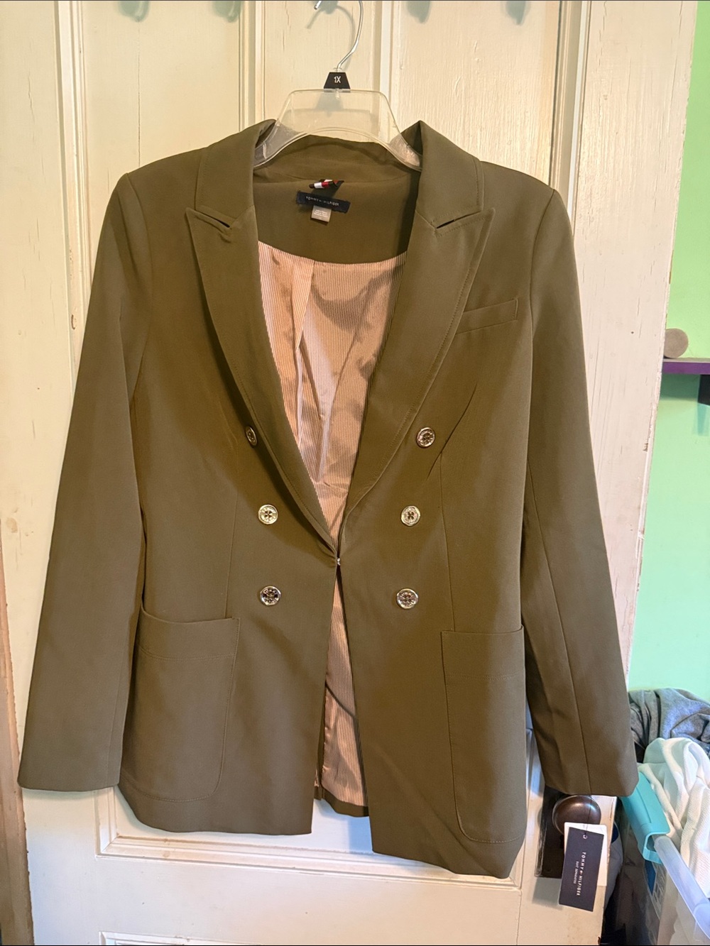 Tommy Hilfiger Olive Double-Breasted Blazer